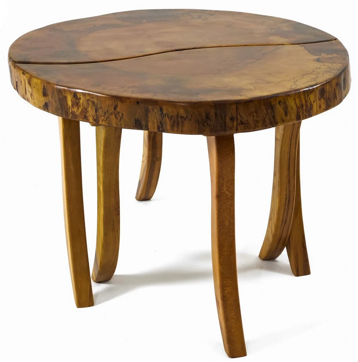 Luxury coffee table brown / natural color Ø 70 x H. 45 cm - Round living room table with solid wood table top - Living room furniture - Hotel furniture - Luxury furniture