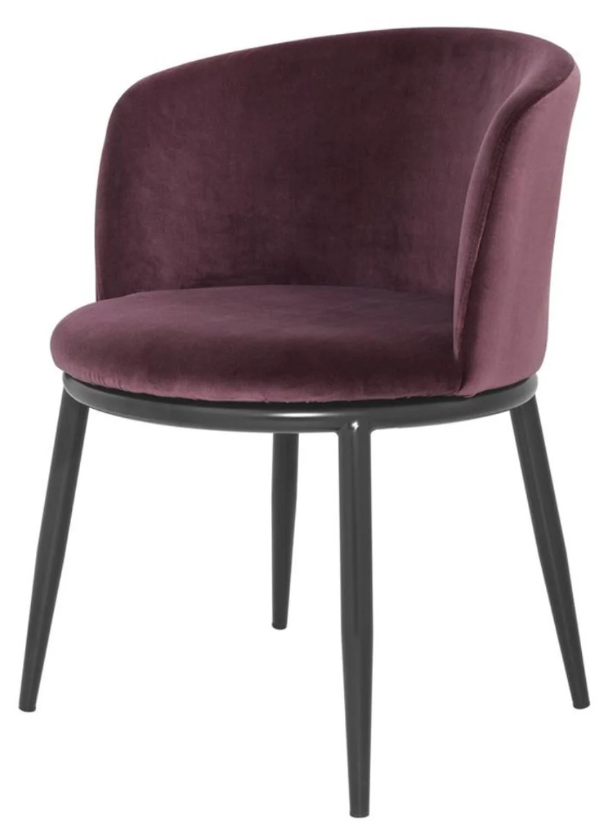 Luxury dining room chair set purple / black 57 x 57 x H. 74 cm - Dining room furniture