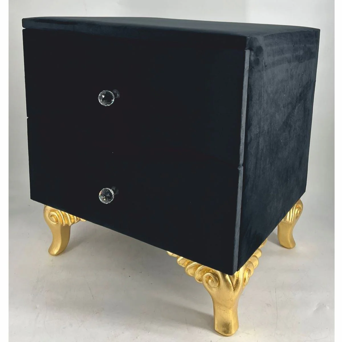 Baroque night dresser with 2 drawers black / gold - baroque style bedroom furniture
