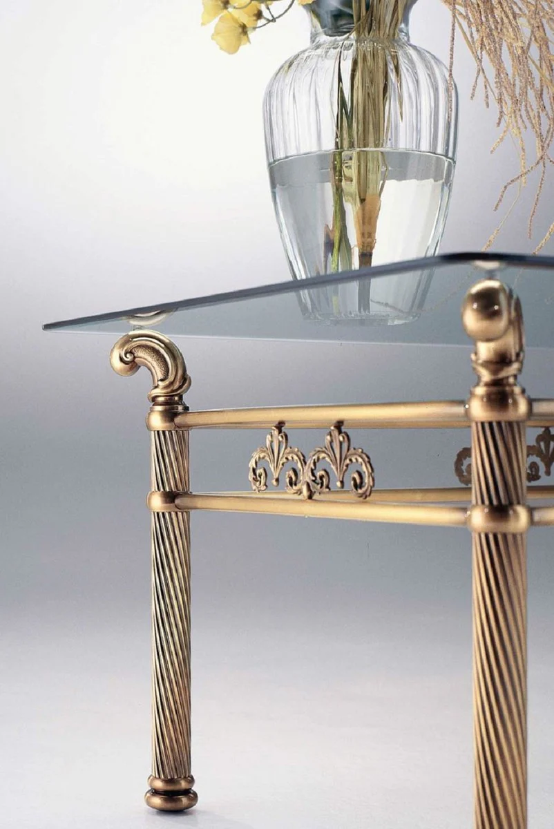 Luxury coffee table brass / antique bronze 120 x 70 x H. 50 cm - Rectangular brass living room table with glass top - Living room furniture - Luxury quality - Made in Italy