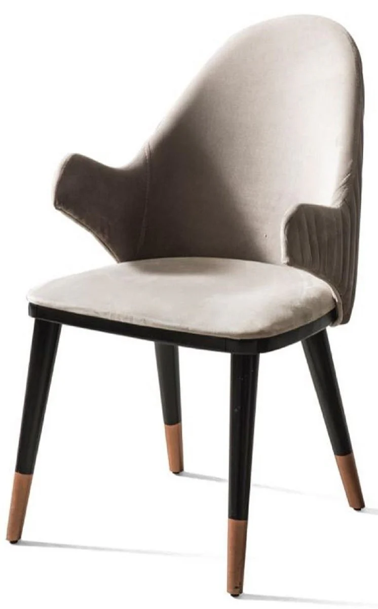 Luxury dining room chair set of 4 with armrests gray / black / copper 52 x 52 x H. 88 cm - Dining room furniture - Restaurant furniture - Dining room furnishings - Luxury furniture - Luxury furnishings