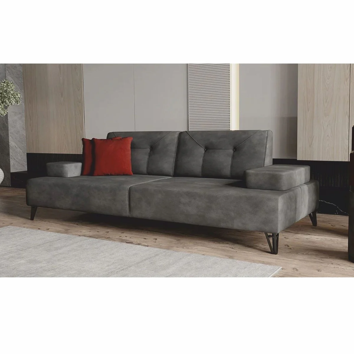Luxury 3 seater sofa with adjustable armrests and backrests gray 226 cm - living room furniture