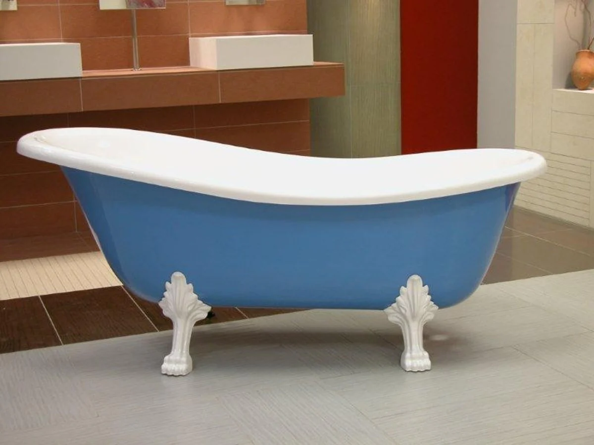 Freestanding luxury bathtub Art Nouveau Roma light blue/white/white 1470mm - Baroque antique style bathroom