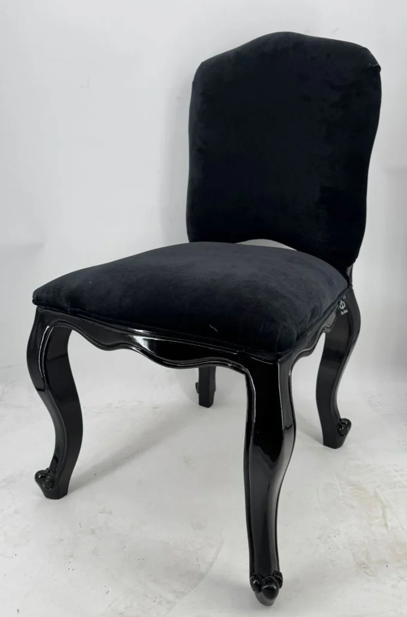 Luxury Baroque Dining Chair Castle with Brass Lion Handle Black - Baroque Furniture