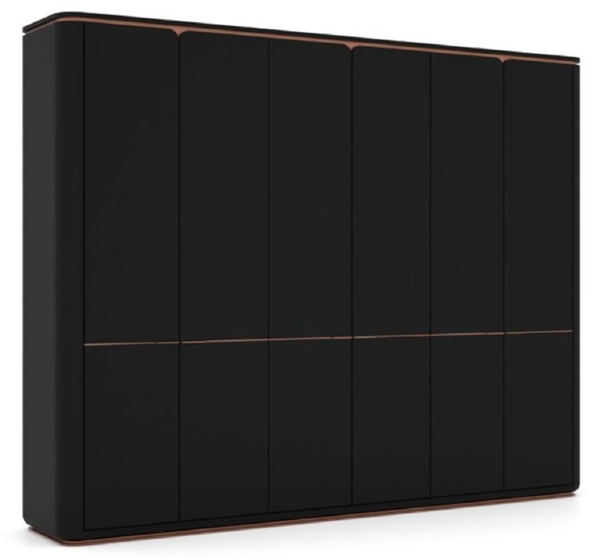 Luxury bedroom wardrobe black / copper 280 x 62 x H. 238 cm - Solid wood wardrobe with 6 doors - Bedroom furniture - Hotel furniture - Luxury furniture