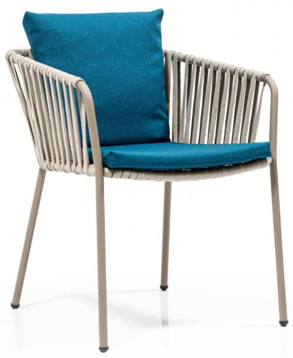 Luxury garden chair set blue / gray / beige 50 x 45 x H. 73 cm - Modern garden chairs with armrests - Garden & catering furniture