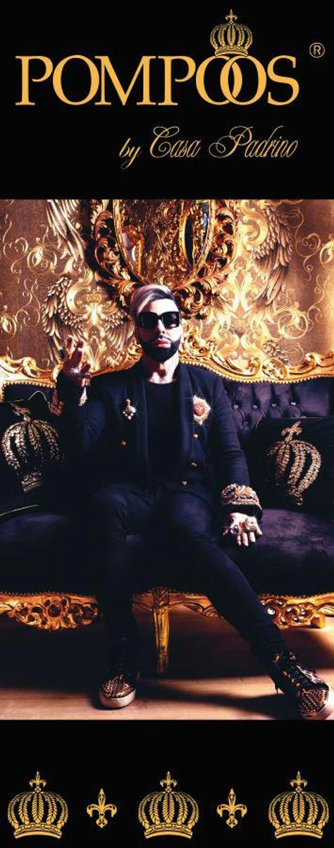 Harald Glööckler luxury cushion Pompöös by Kronen / Leopard / Gold - Finest velvet fabric - Glööckler decorative cushion with rhinestones