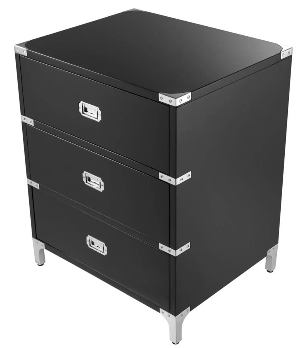 Luxury side table with 3 drawers black 71 x 40.5 x H. 74 cm - living room furniture