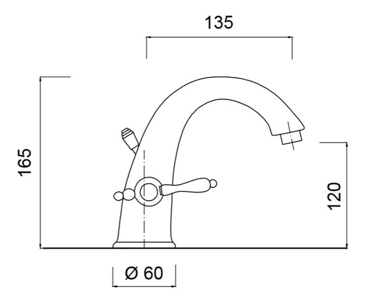Art Nouveau Retro Washbasin Mixer Silver / White H. 16.5 cm - Washbasin Mixer Made in Italy
