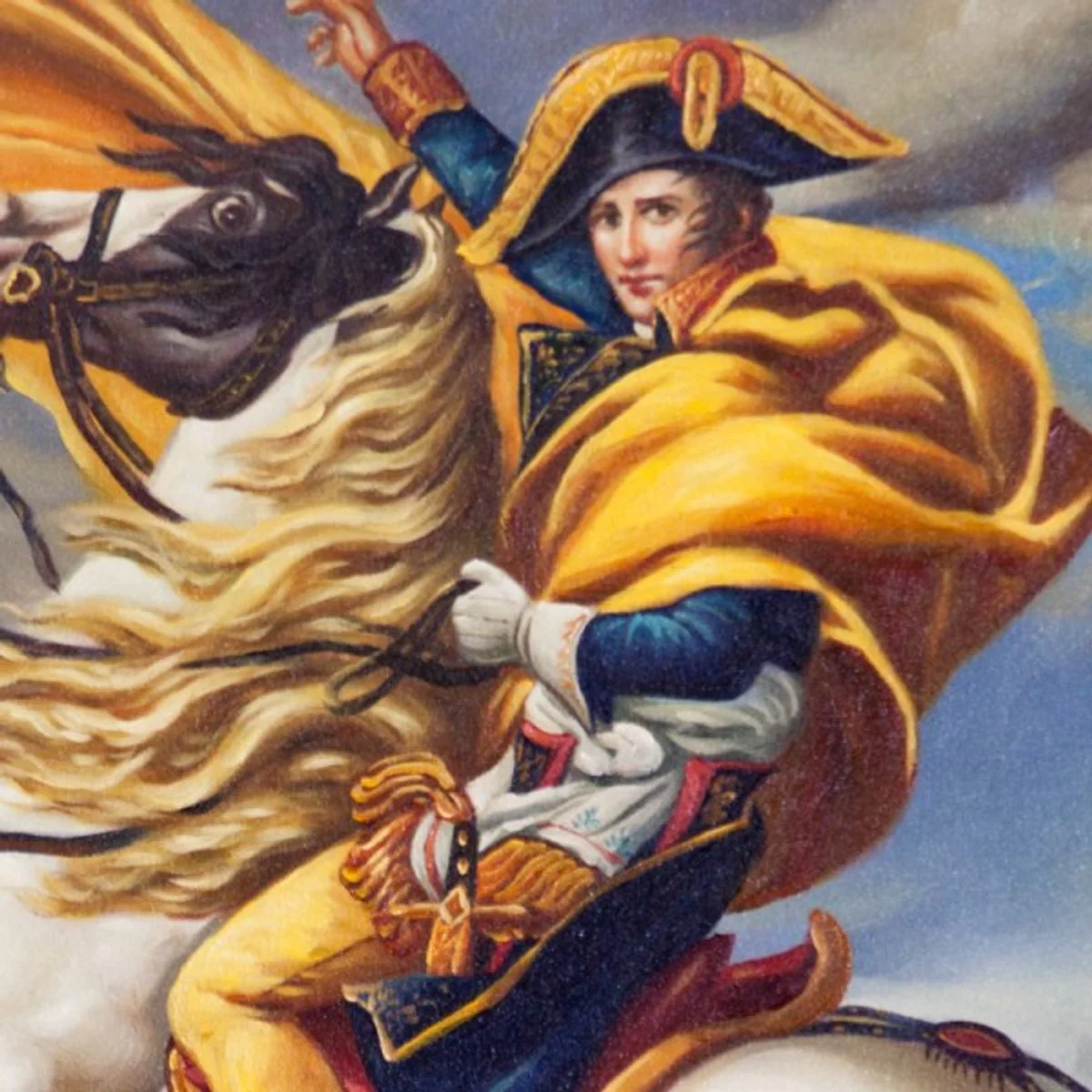 Huge hand-painted baroque oil painting Napoleon on horseback gold splendor frame 220 x 160 x 10 cm - solid material