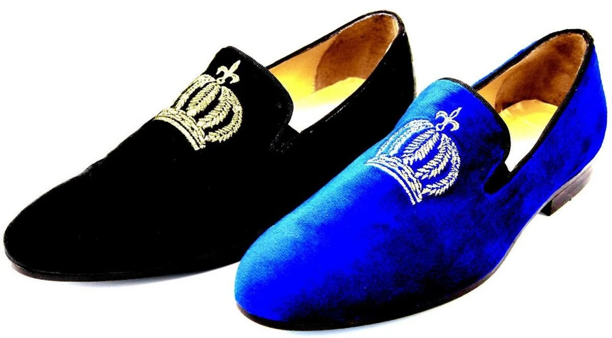 Pompöös by Luxury Velvet Slipper Crown Black / Gold - Various Shoe Sizes - designed by Harald Glööckler