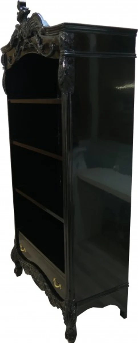 Baroque bookcase black / gold high gloss W 85 x H 190 cm bookcase shelf cabinet