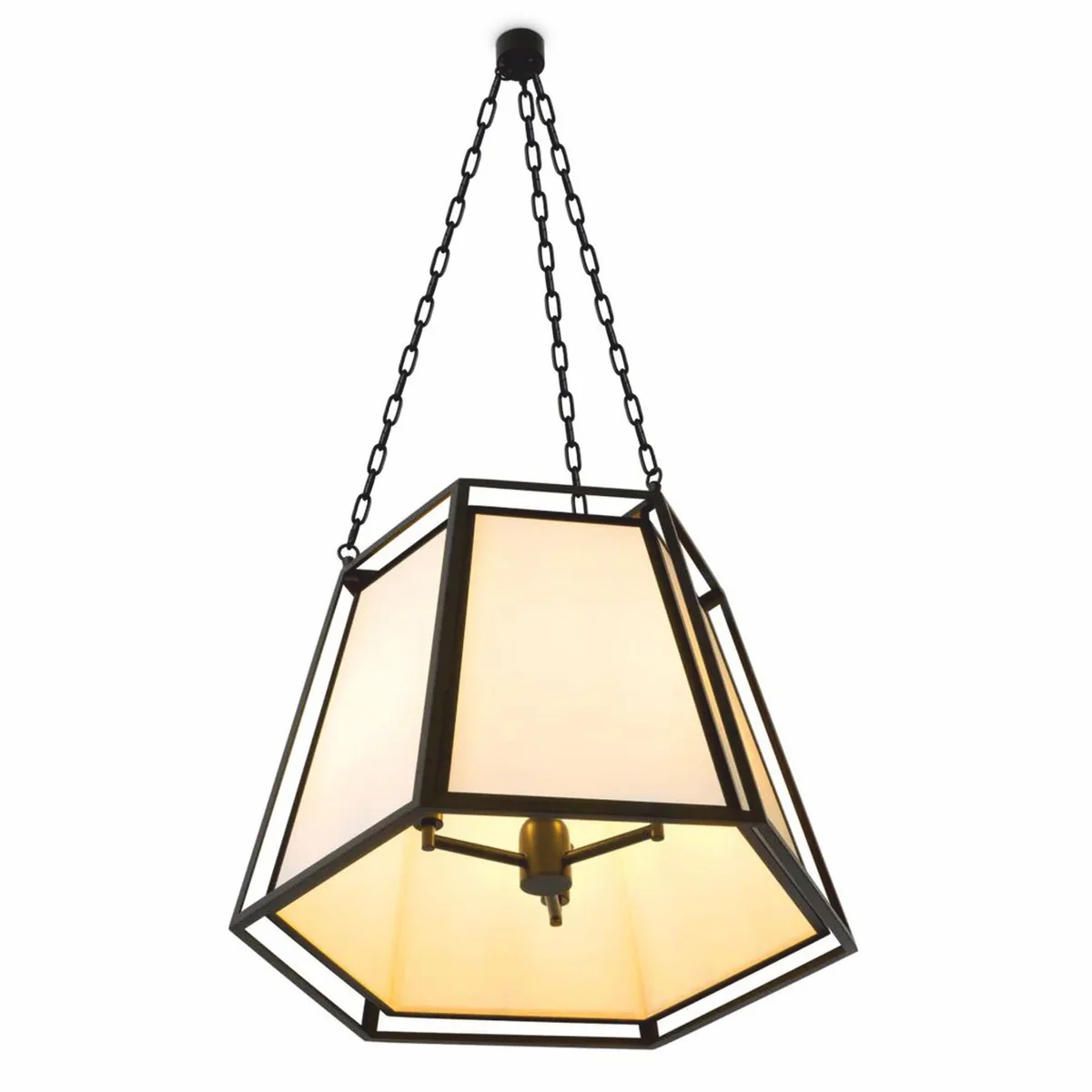 Luxury hanging lamp black / cream H. 120.5 cm - Luxury Lights