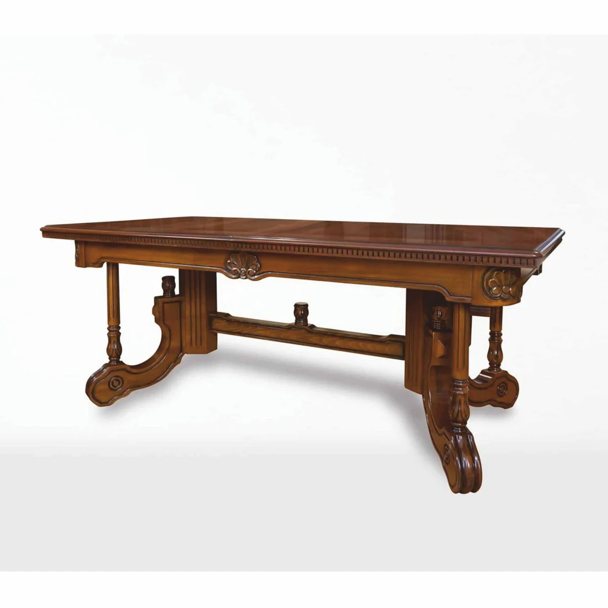 Luxury Baroque Dining Table Dark Brown / Brown 200-276 cm - Baroque Furniture