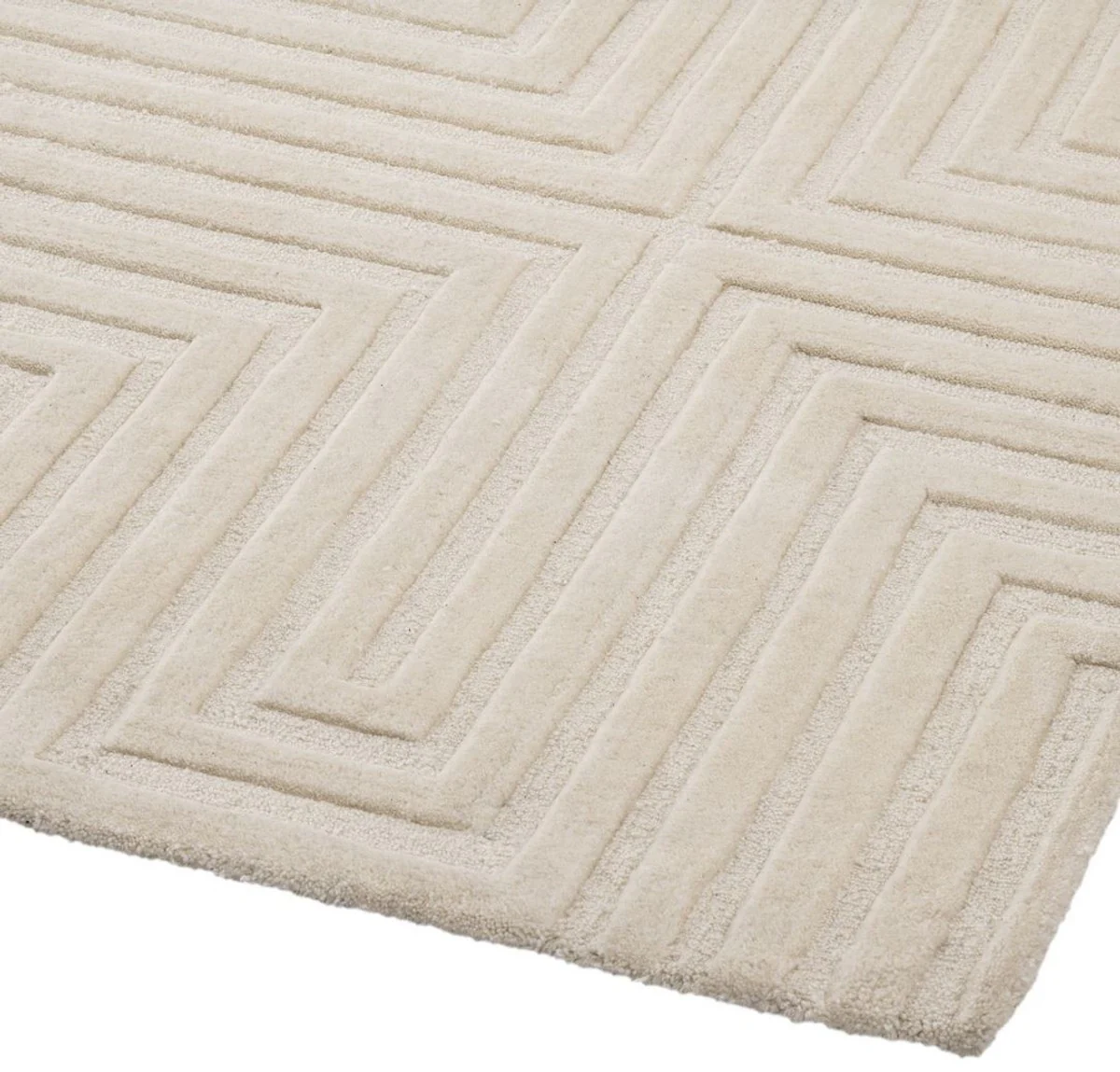 Luxury Living Room Wool Rug Ivory Color - Various Sizes - Hand Tufted Cotton Rug - Living Room Decoration