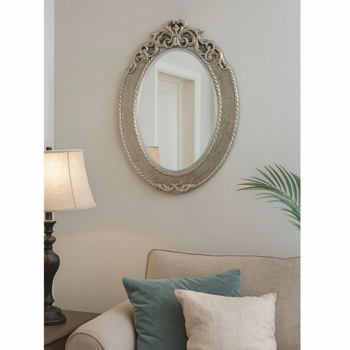 Luxury Baroque Mirror Silver H. 95 cm - Baroque Furniture - Made in Italy