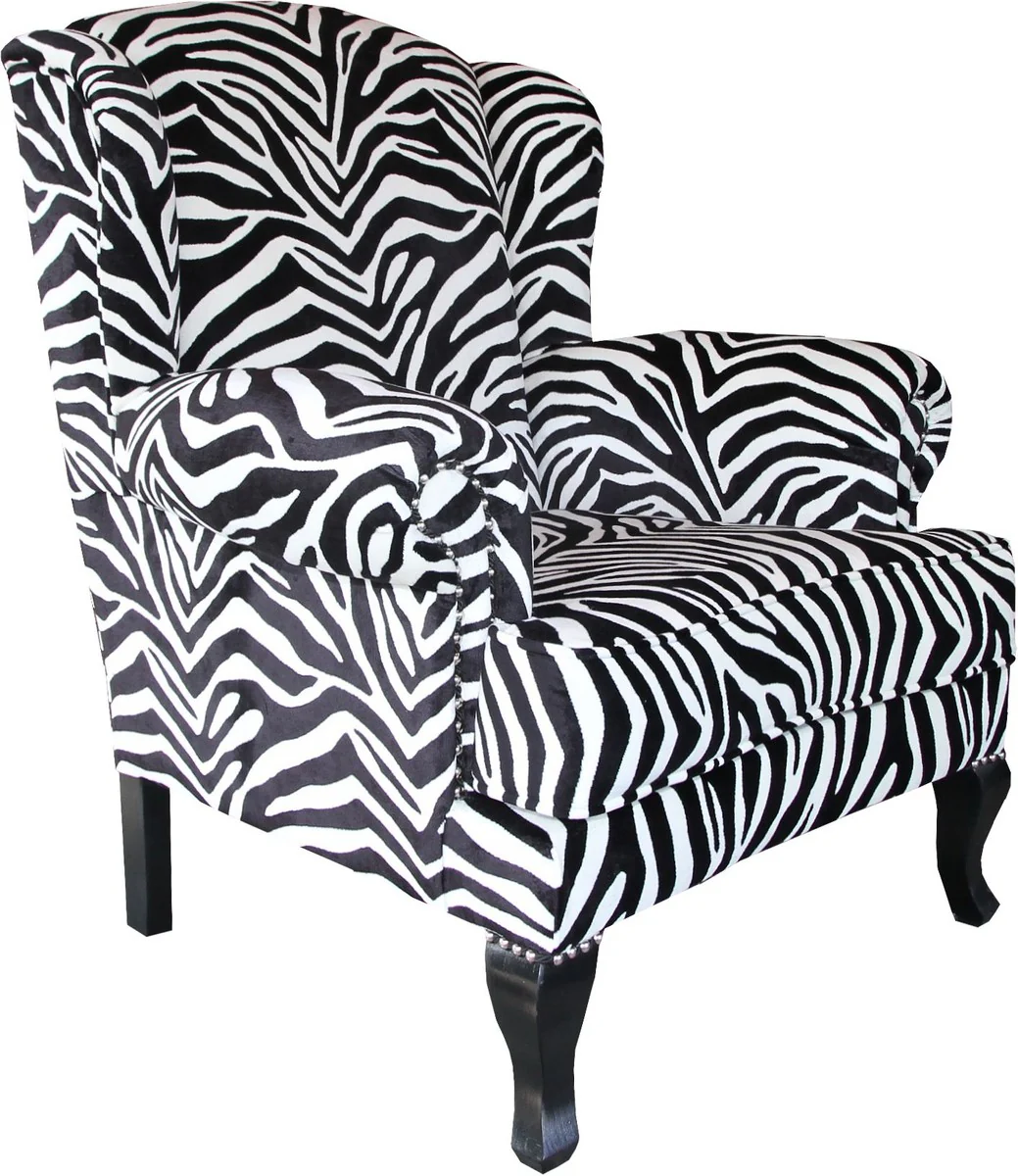 Luxury Designer Chesterfield Ears Armchair Zebra - Club Furniture - Limited Edition