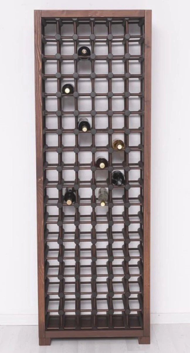 Country house style solid wood wine cabinet brown / black 68 x 35 x H. 200 cm - Solid wood wine rack in country house style - Solid wood bar furniture - Country house style bar furniture