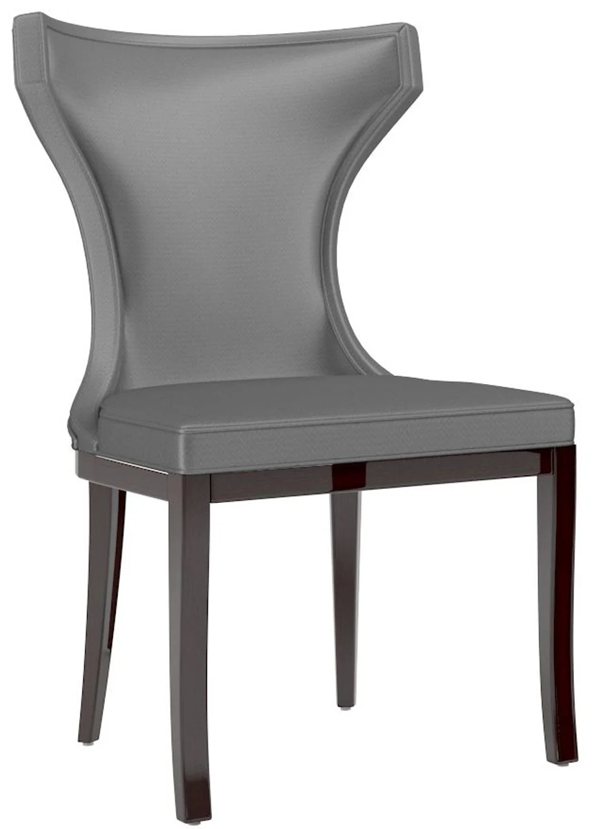 Luxury dining room chair set silver / dark brown 50 x 50 x H. 90 cm - Noble kitchen chairs set of 6 - Luxury dining room furniture