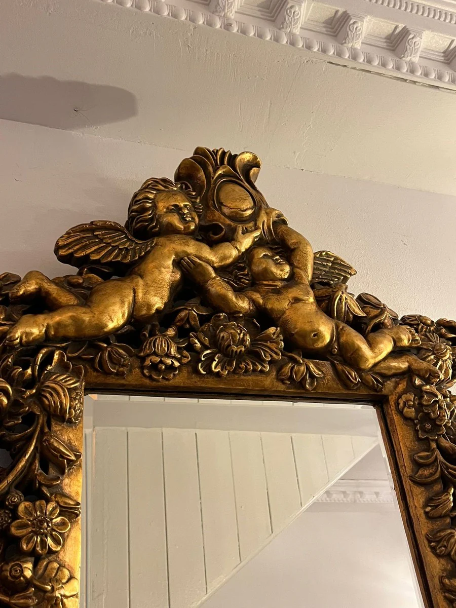 Baroque mirror gold - Baroque style wall mirror with elegant decorations - Baroque furniture - noble and magnificent