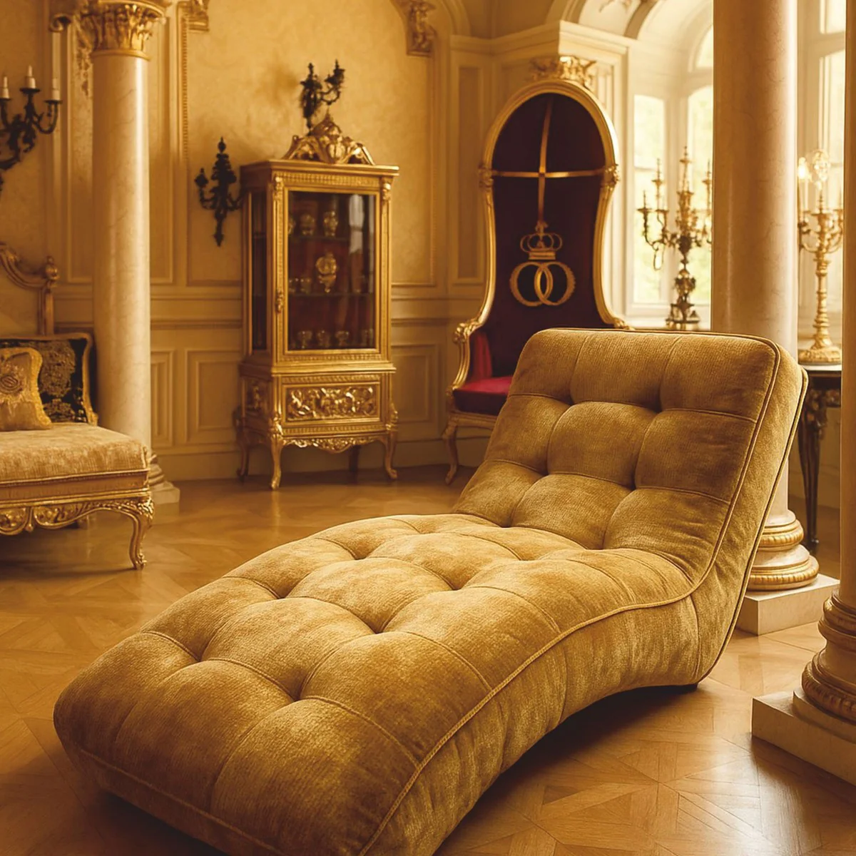 Luxury chaise longue / relax lounger gold 170 cm - luxury furniture