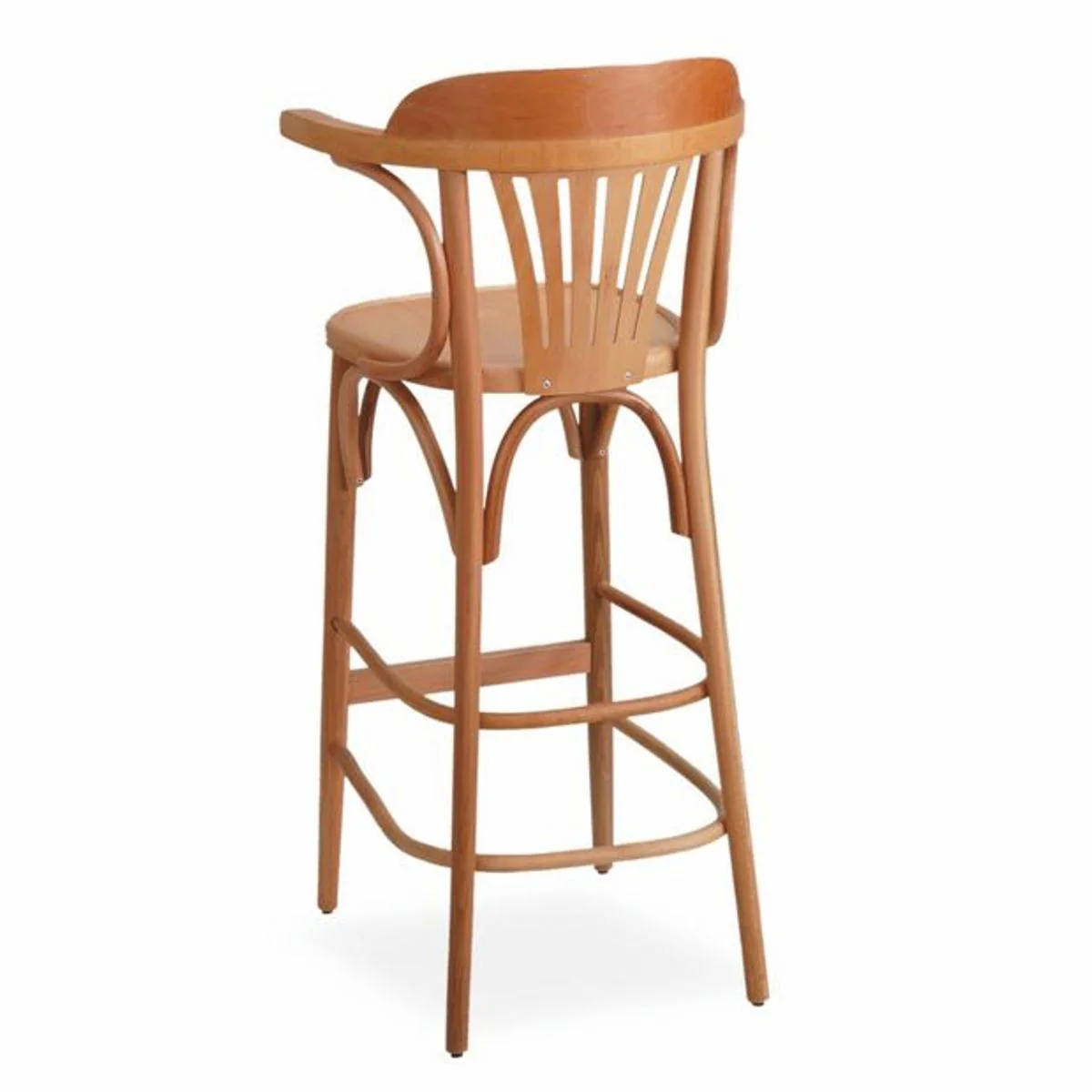 Luxury bar chair with armrests natural color H. 108 cm - solid wood bar furniture