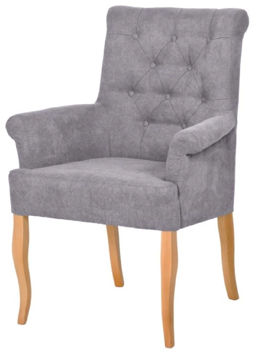 Chesterfield Neo Baroque Dining Room Chair Set of 6 Gray / Natural Colors - Kitchen Chairs with Armrests - Dining Room Furniture - Chesterfield Furniture - Neo Baroque Furniture