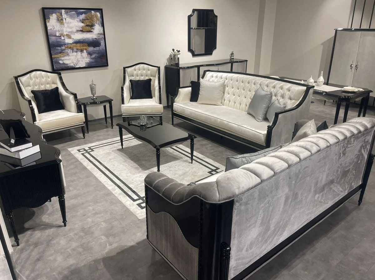 Luxury Baroque Dining Room Chair Set of 6 Gold / Black - Handmade Baroque Style Kitchen Chairs - Magnificent Luxury Dining Room Furniture in Baroque Style - Baroque Dining Room Furniture