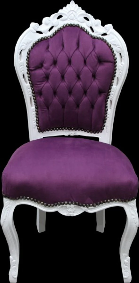 Baroque dining room chair purple/white - antique style