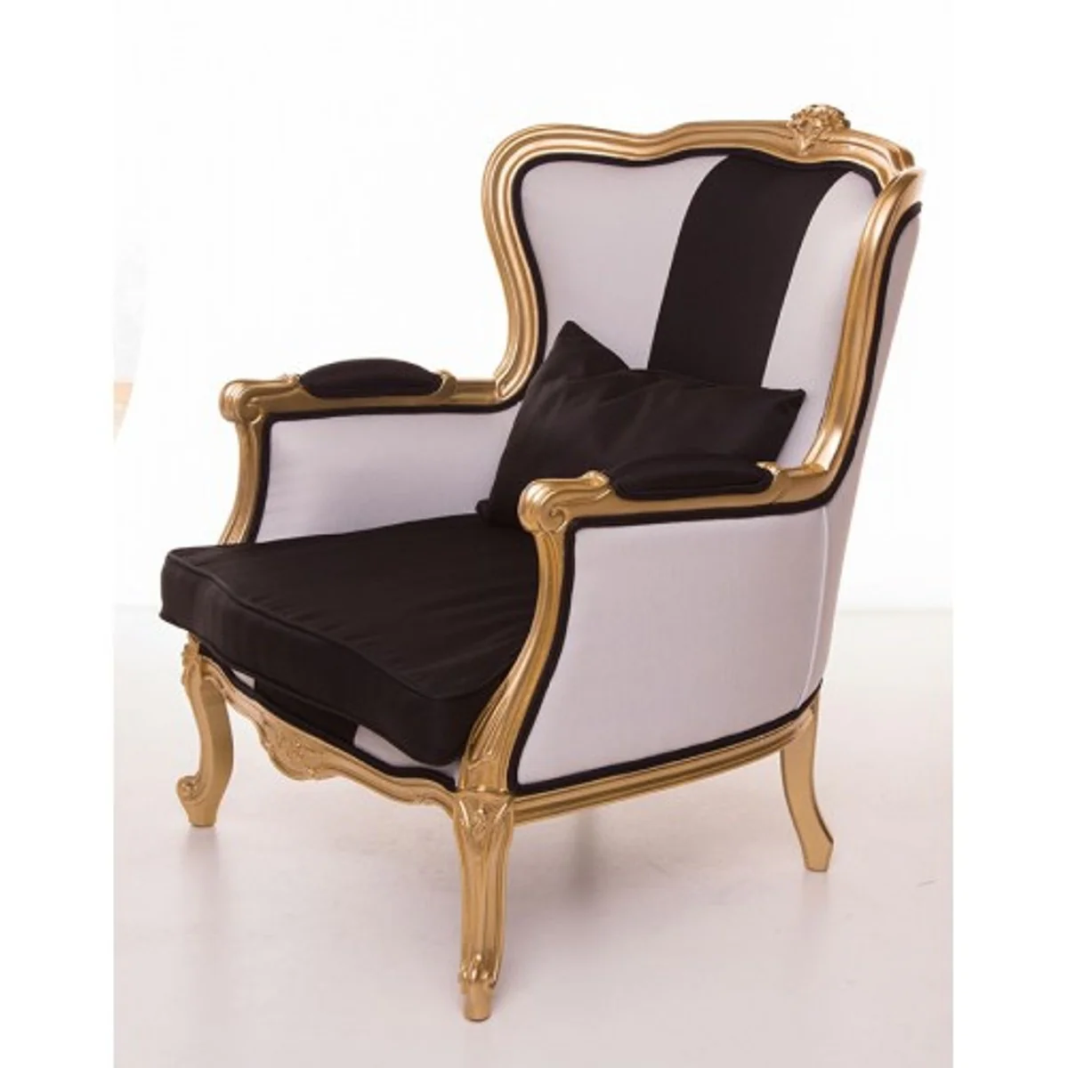 Luxury Baroque Armchair Black / White / Gold Furniture - Luxury Hotel Collection
