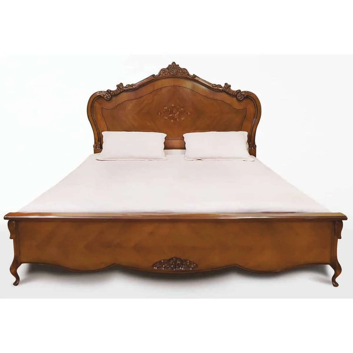 Luxury Baroque Double Bed Brown - Handmade Baroque Style Bedroom Furniture