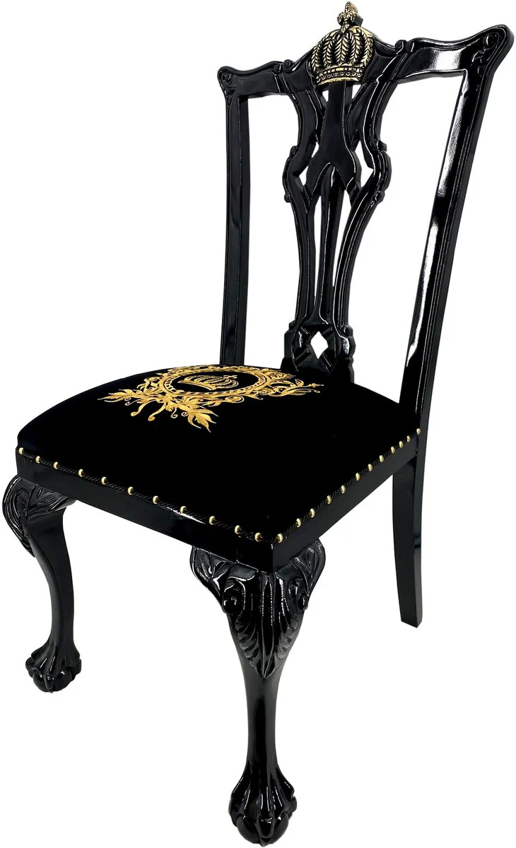 Pompöös by Luxury Baroque Dining Room Chair Black / Gold - Pompööser Baroque Chair designed by Harald Glööckler - Baroque Dining Room Furniture