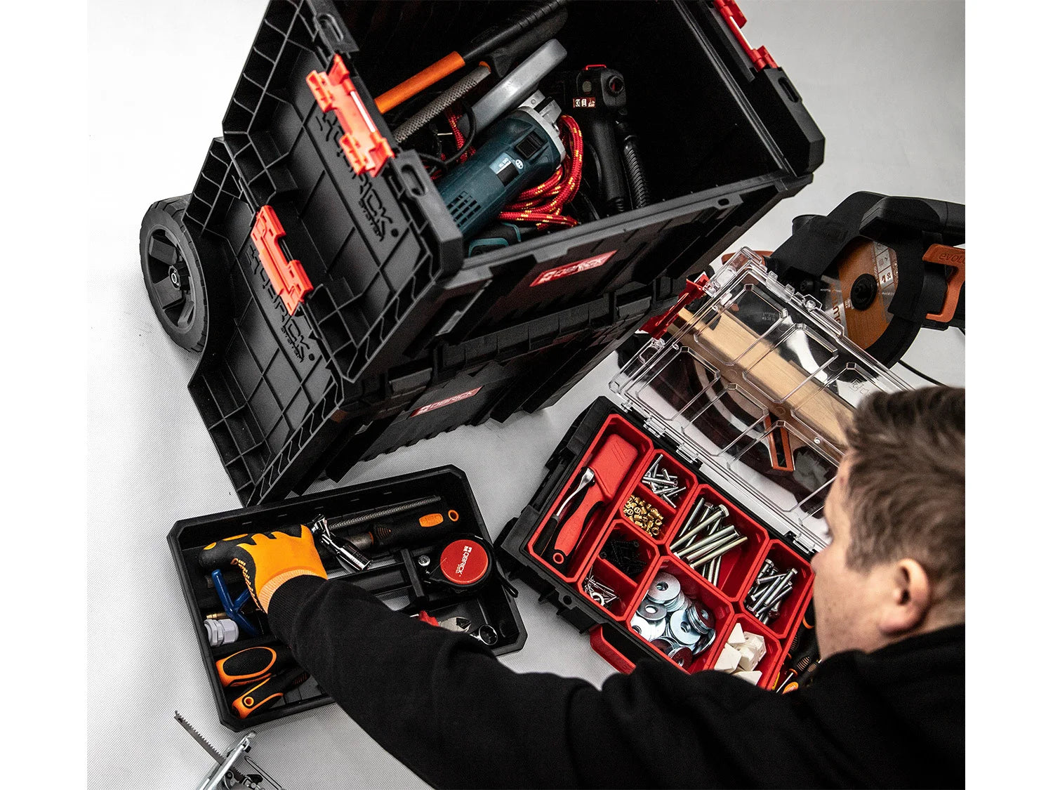 Qbrick System Werkzeugwagen-Set PRO Organizer 100 + PRO Toolbox + PRO Cart