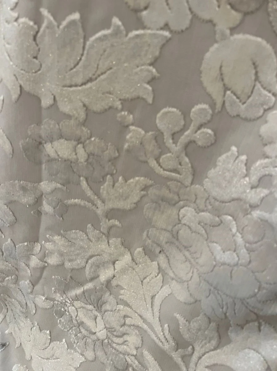 Luxury blanket Pompöös by cream pattern by Harald Glööckler with elegant bouquet pattern fabric