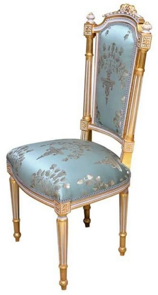 Baroque dining room chair turquoise / white / gold - handmade antique style chair - dining room furniture in baroque style