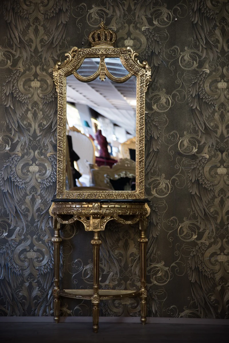 Pompöös by Baroque mirror console with marble top gold / black - Pompöös Baroque mirror console designed by Harald Glööckler