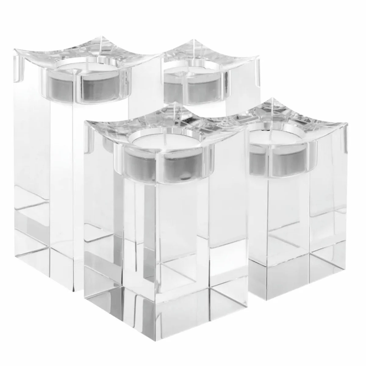 Luxury crystal glass tea light holder set - decorative accessories