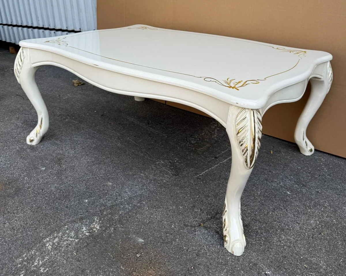 Luxury baroque coffee table cream / gold 104 cm - baroque style living room table