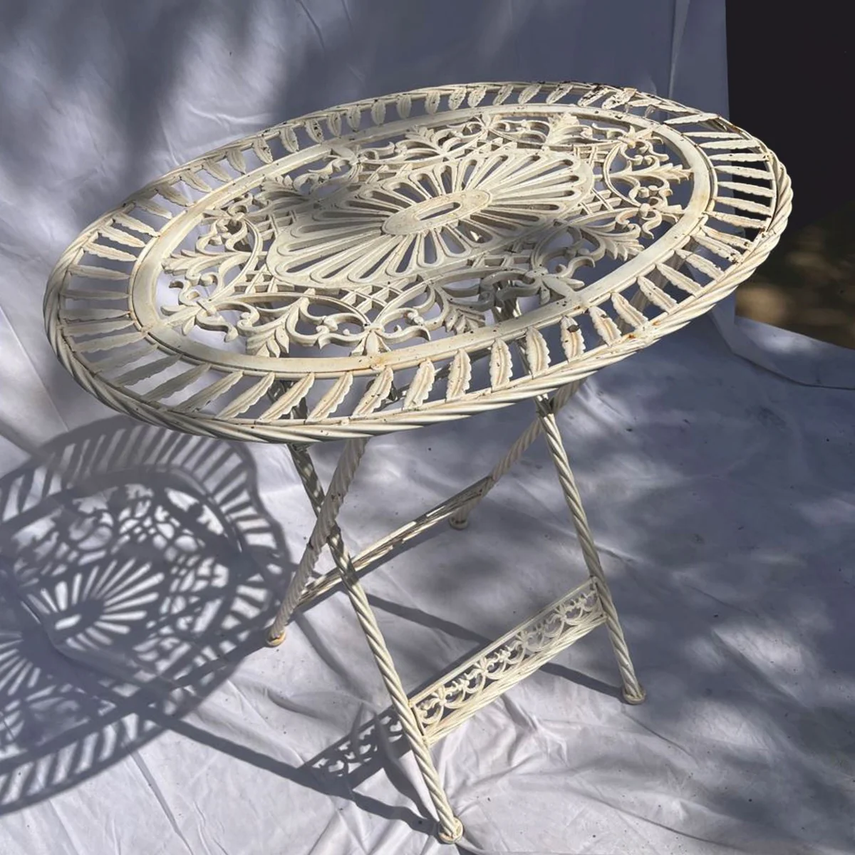 Art Nouveau garden table cream 70 x 54 x H. 74 cm - folding garden dining table