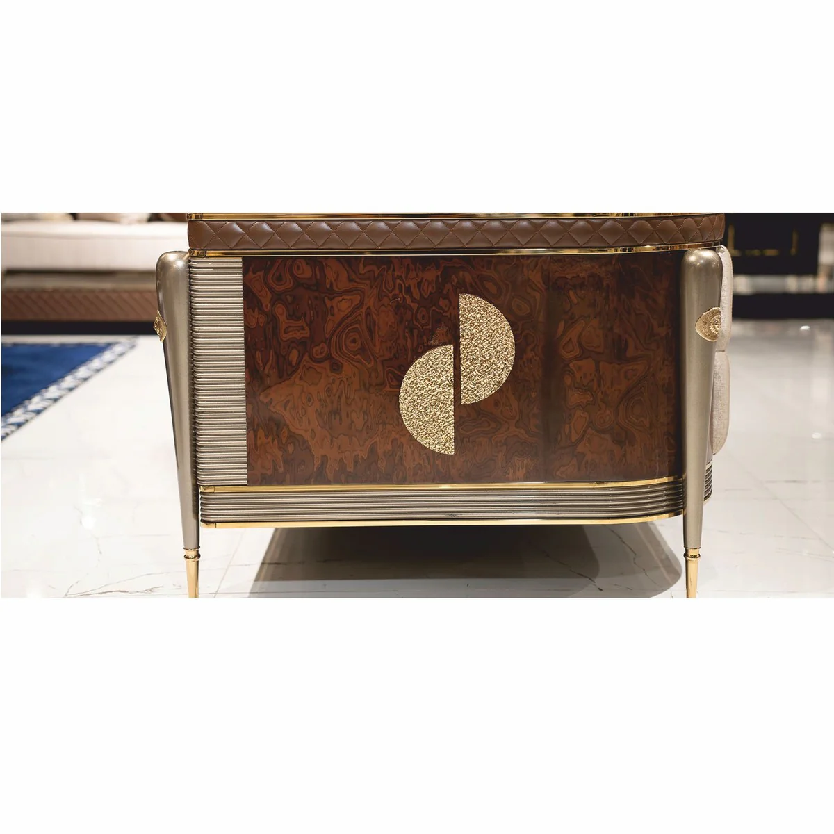 Luxury Sofa Gray / Brown / Gold 280 cm - Living Room & Hotel Furniture