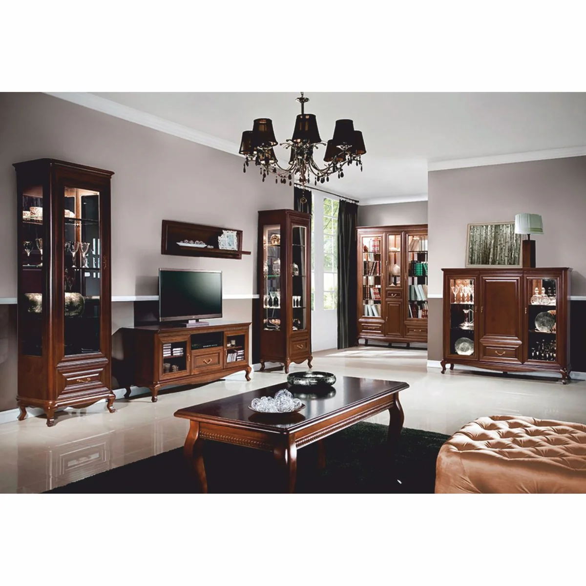 Luxury baroque display cabinet dark brown 149.5 x H. 206.6 cm - Baroque furniture