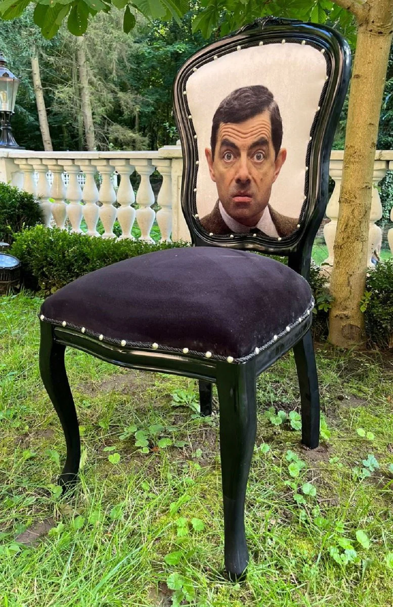 Luxury Baroque Dining Room Chair Caricature Design / Black - Baroque Dining Room Furniture