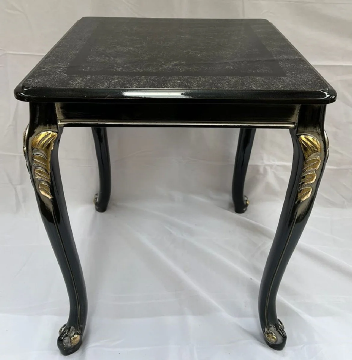 Luxury Baroque Solid Wood Side Table Black / Gold - Square Table in Baroque Style - Baroque Furniture - Noble & Magnificent
