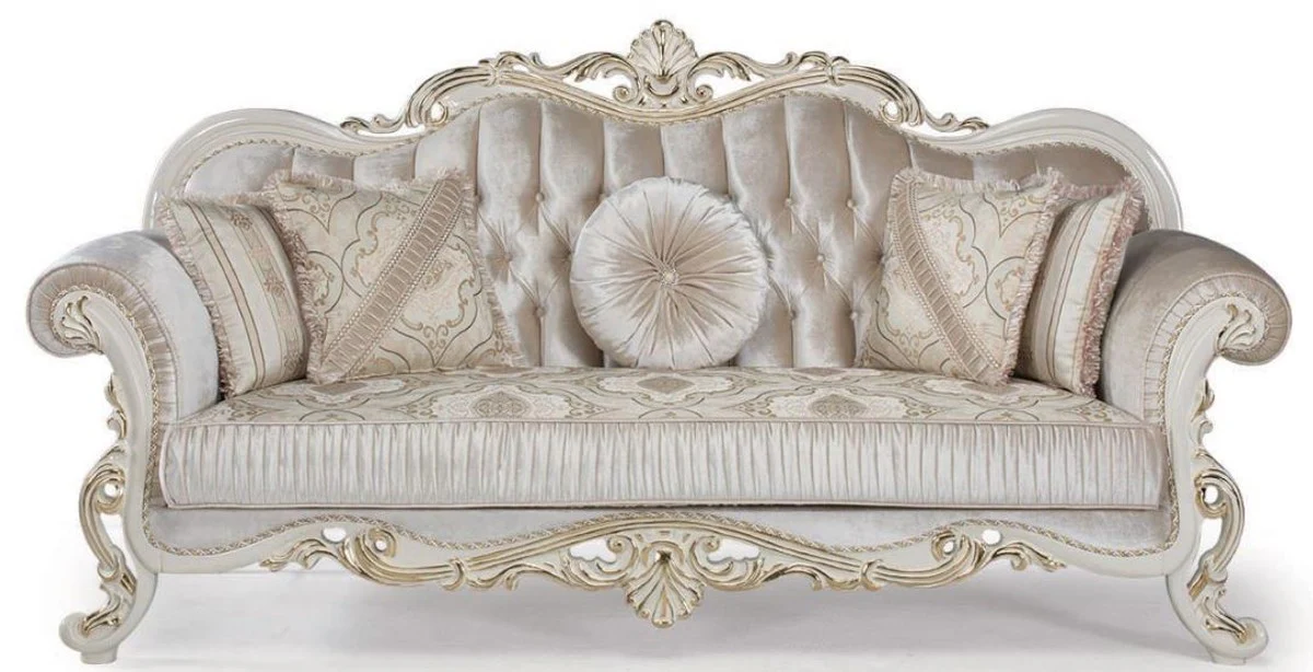 Luxury Baroque Living Room Set Multicolored / White / Gold - 2 Sofas & 2 Armchairs & 1 Coffee Table - Living Room Furniture in Baroque Style - Noble & Magnificent