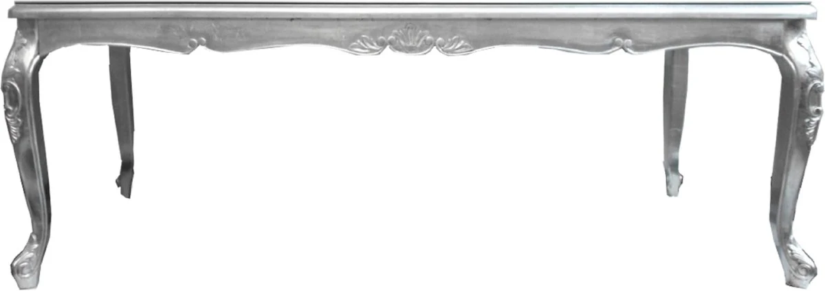 Luxury Baroque Dining Room Set Purple / Silver - 1 dining table with glass top and 6 dining chairs - Made in Italy - Luxury Collection