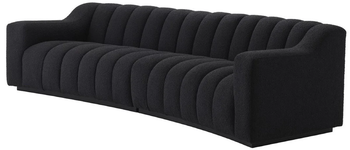 Luxury sofa black 300 x 100 x H. 78.5 cm - slightly curved living room sofa - hotel sofa - luxury quality