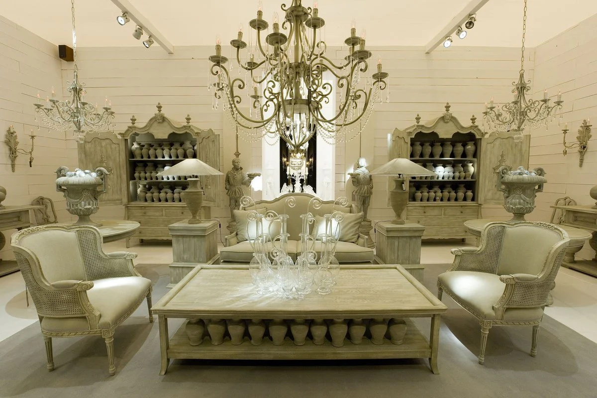 Luxury Baroque Sofa Gray / Antique Gray 185 x 95 x H. 111 cm - Living Room Sofa with Decorative Cushions - Noble Baroque Furniture