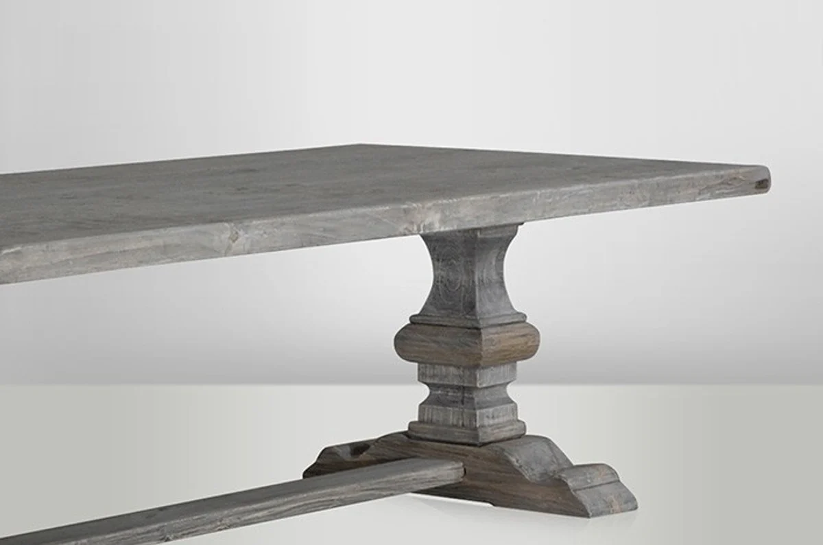 Country house style dining table vintage gray 180 cm - Rustic solid wood kitchen table
