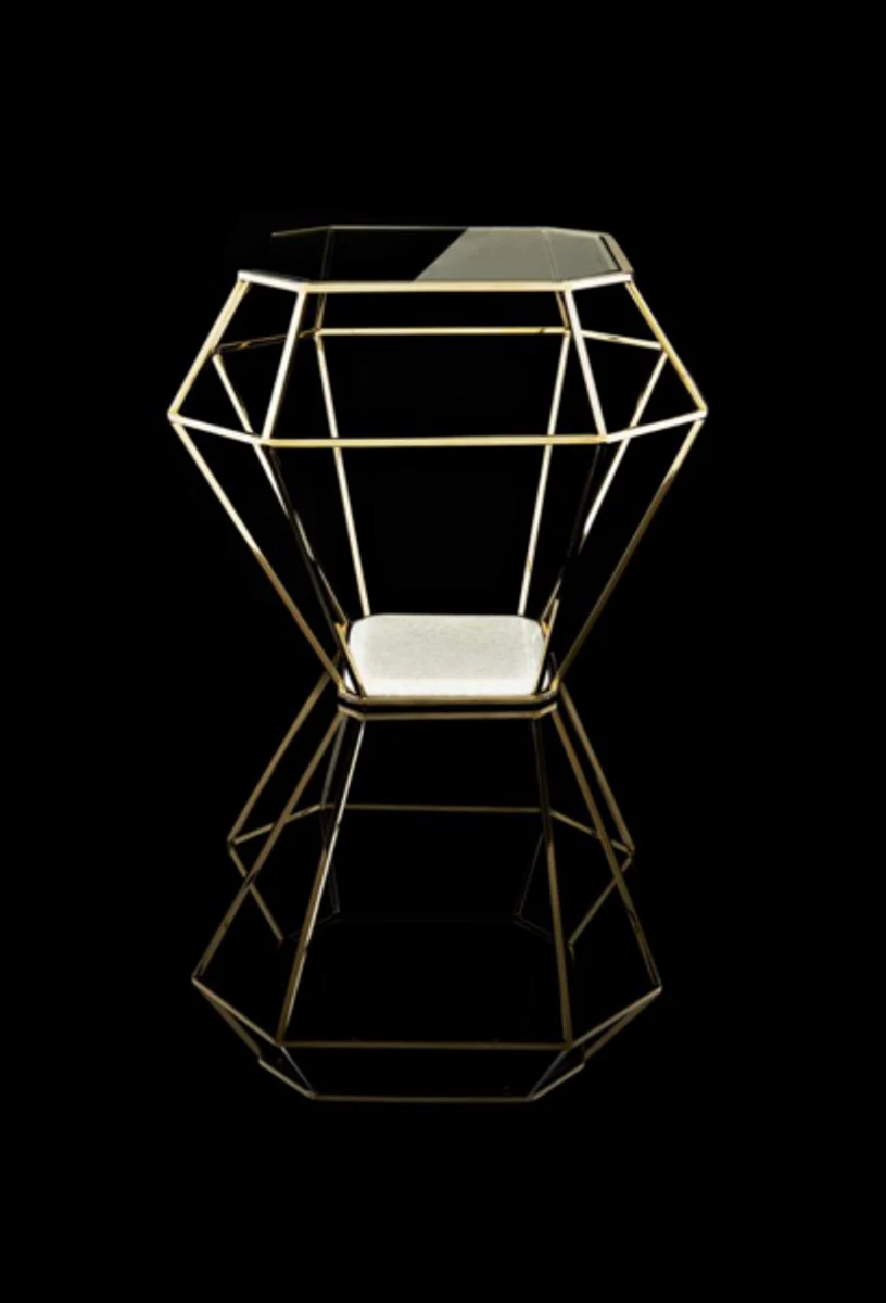 Luxury Art Deco Designer Side Table Gold with White Marble Top - Luxury Side Table Hotel Furniture