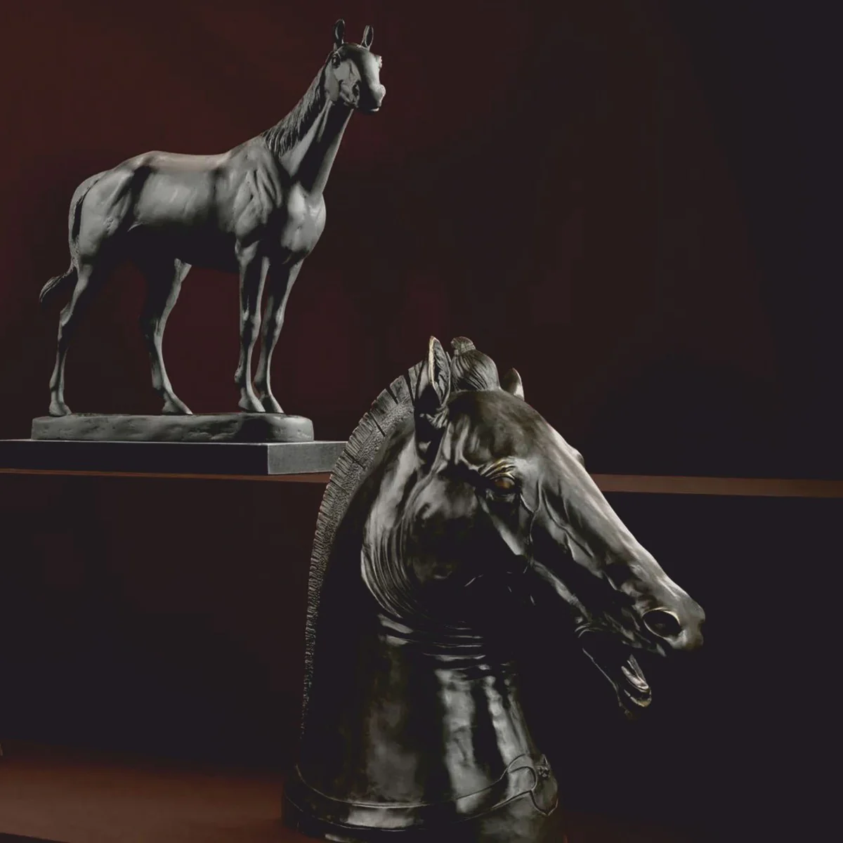 Luxury decorative sculpture horse antique bronze / black 58 cm - decorative figure